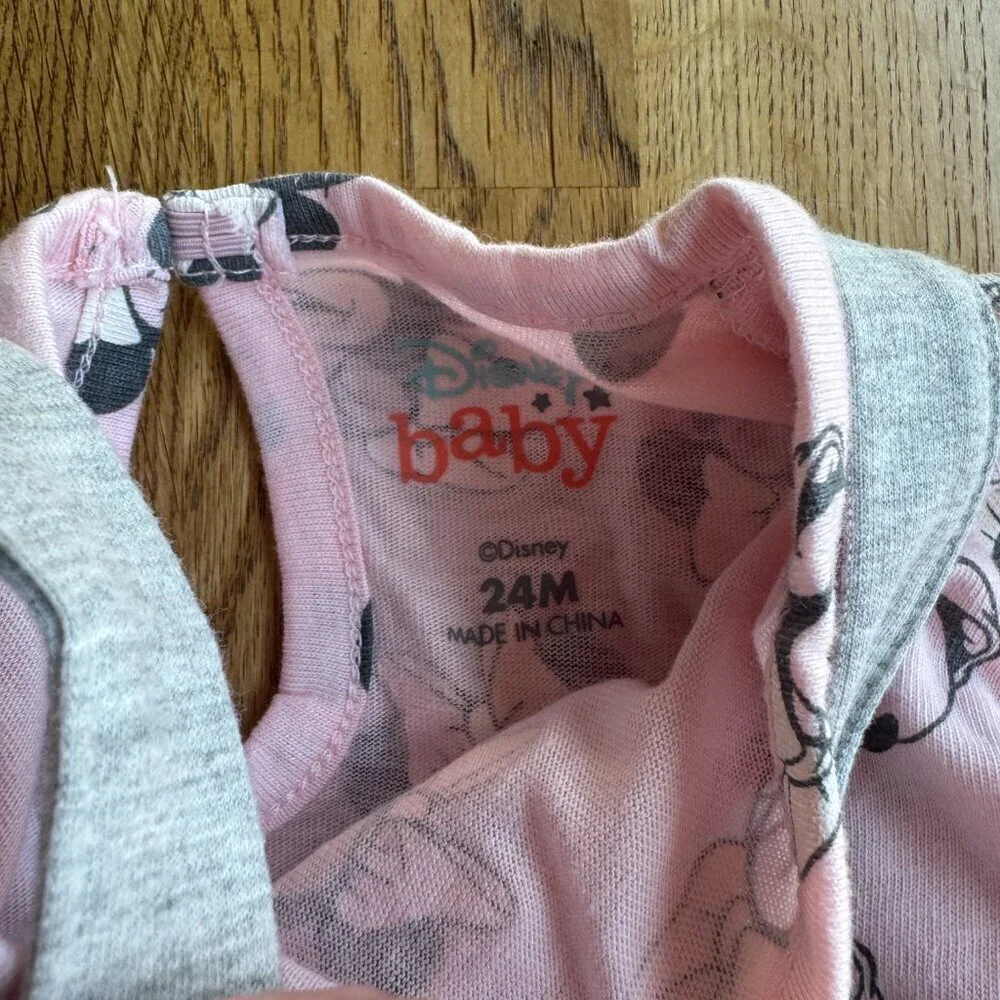 Disney Baby Minnie Mouse Outfit Gray Pink Size 24 Months NWT